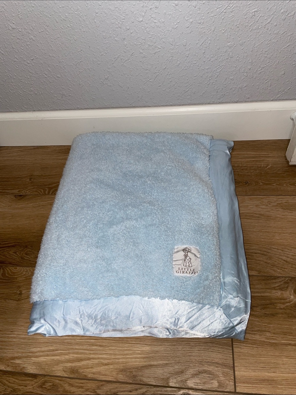 Little Giraffe Light Blue Luxe Plush Baby Blanket